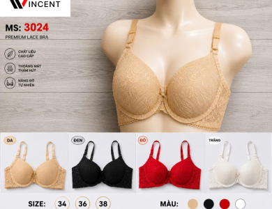 Áo ngực đệm mỏng thoáng khí phối ren- QP 3024