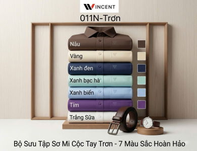 Áo Sơ Mi Nam Ngắn Tay Có Túi Vạt Ngang Xẻ Tà SM 011N