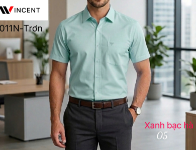 Áo Sơ Mi Nam Ngắn Tay Có Túi Vạt Ngang Xẻ Tà SM 011N