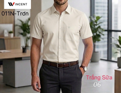 Áo Sơ Mi Nam Ngắn Tay Có Túi Vạt Ngang Xẻ Tà SM 011N