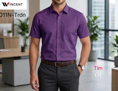 Áo Sơ Mi Nam Ngắn Tay Có Túi Vạt Ngang Xẻ Tà SM 011N
