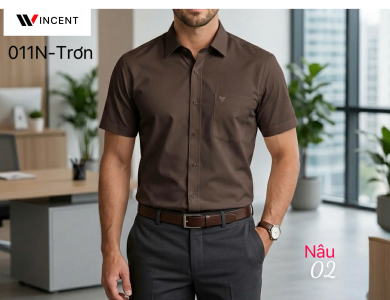 Áo Sơ Mi Nam Ngắn Tay Có Túi Vạt Ngang Xẻ Tà SM 011N