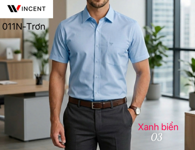 Áo Sơ Mi Nam Ngắn Tay Có Túi Vạt Ngang Xẻ Tà SM 011N