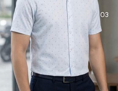Áo Sơ Mi Tay Ngắn Không Túi Hoạ Tiết SM 019N_B