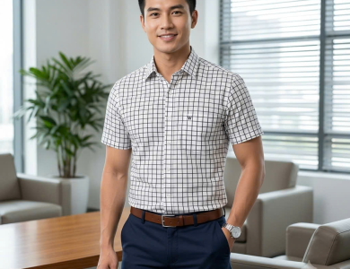 Áo Sơ Mi Nam Cao Cấp Ngắn Tay Vạt Ngang Có Xẻ Tà SM 011N Sọc - Wincent Việt Nam