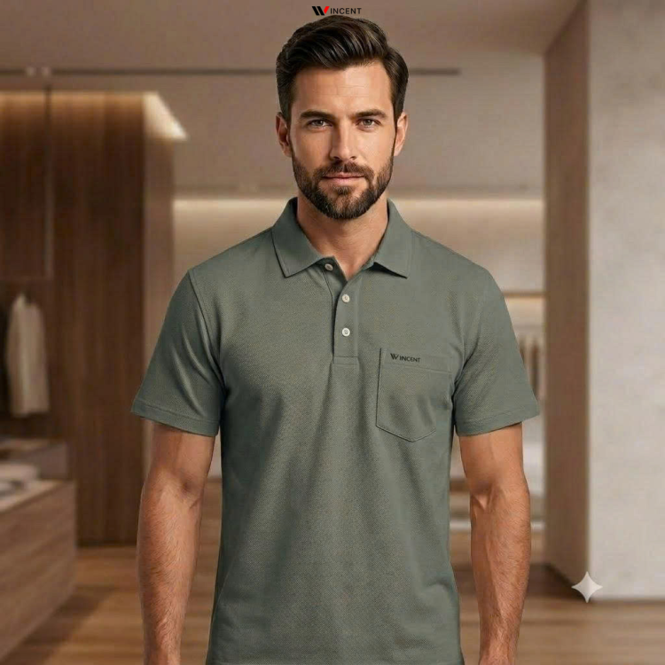 Áo Thun Polo Dệt Vải Cá Sấu Mắt Chim Có Túi A015R - Wincent Việt Nam