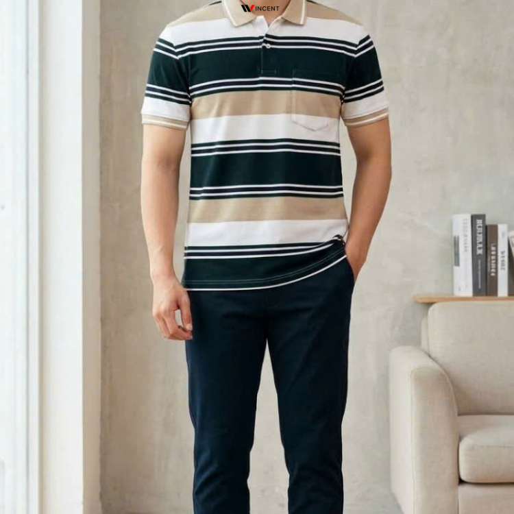 Áo Polo Nam Cotton Kẻ Sọc Có Túi A018 - Wincent Việt Nam