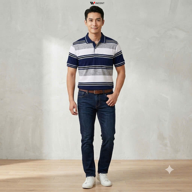 Áo Polo Nam Cotton Kẻ Sọc Có Túi A018 - Wincent Việt Nam