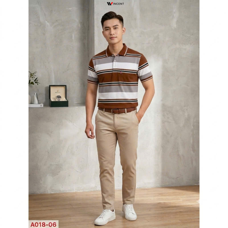 Áo Polo Nam Cotton Kẻ Sọc Có Túi A018 - Wincent Việt Nam
