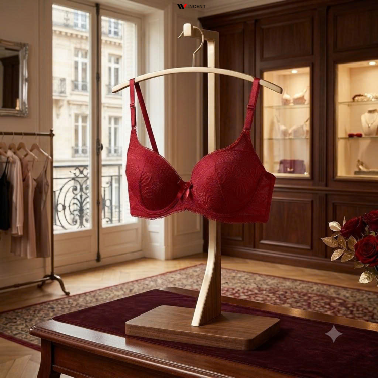 Áo Ngực Có Gọng Phối Ren QP 3022 - Màu Đỏ- Wincent Việt Nam