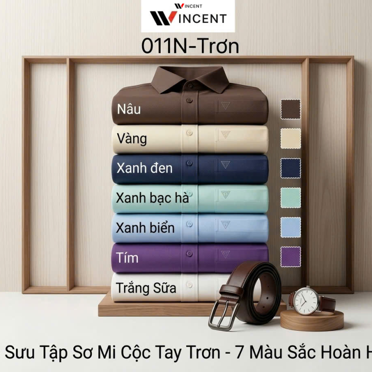 Áo Sơ Mi Nam Ngắn Tay Có Túi Vạt Ngang Xẻ Tà SM 011N