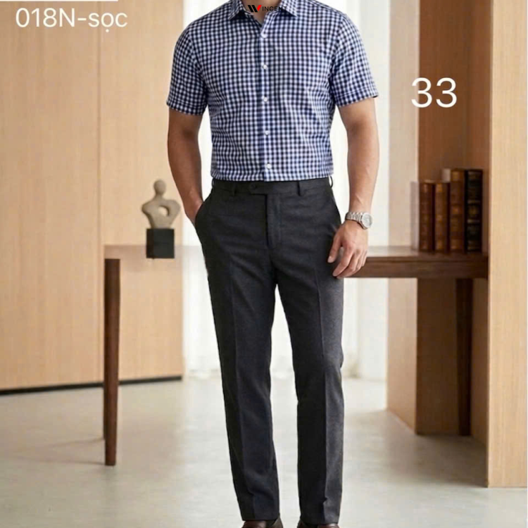Áo Sơ Mi Nam Ngắn Tay Không Túi Vạt Bầu SM 018N -Wincent Việt Nam