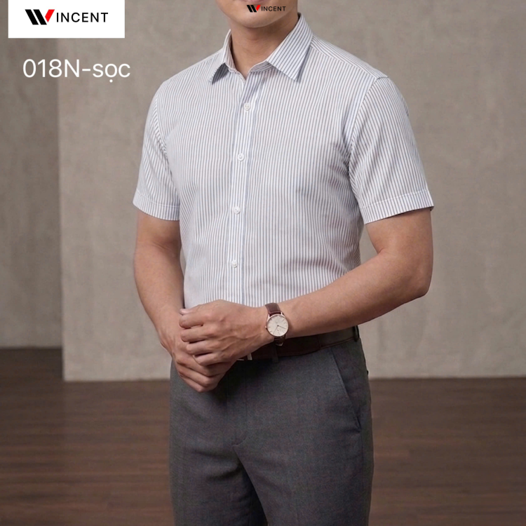 Áo Sơ Mi Nam Ngắn Tay Không Túi Vạt Bầu SM 018N -Wincent Việt Nam