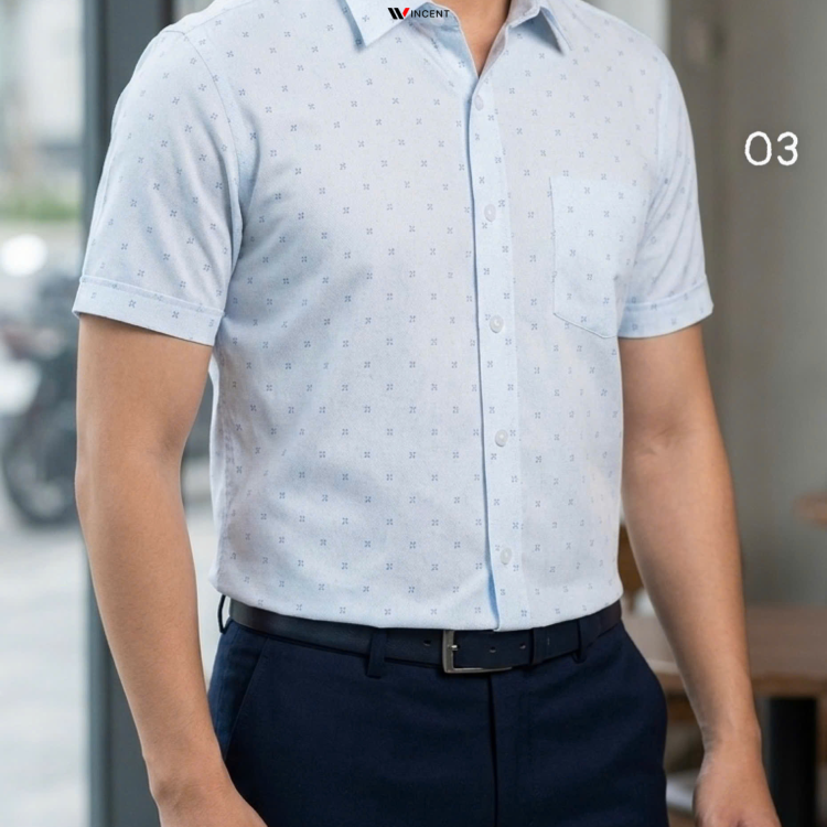 Áo Sơ Mi Hoạ Tiết Vạt Ngang SM 019N_A