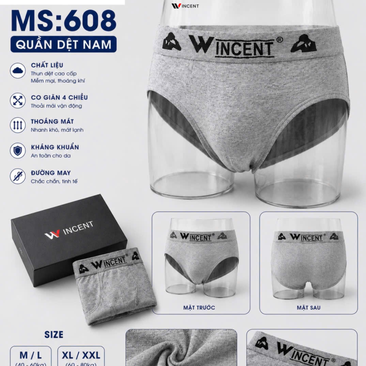 Quần Lót Nam Sợi Dệt Brief Win 608
