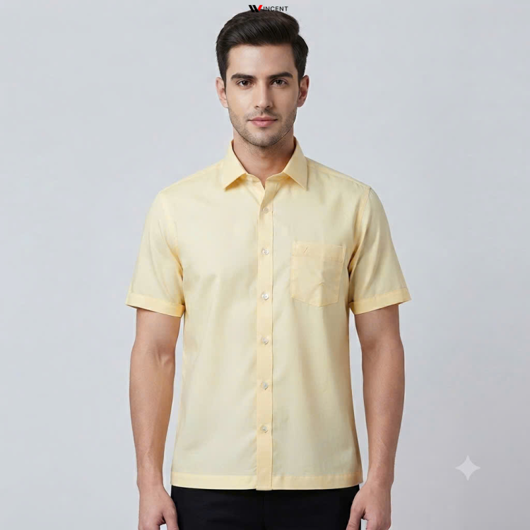 Áo Sơ Mi Nam Ngắn Tay Có Túi Vạt Ngang Xẻ Tà SM 011N