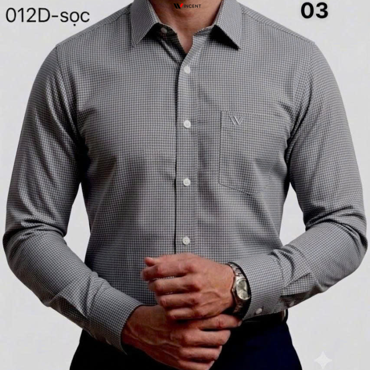 Áo Sơ Mi Tay Dài Cao Cấp Hoạ tiết Houndstooth SM 012D - Wincent Việt Nam