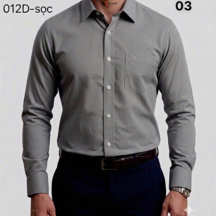 Áo Sơ Mi Tay Dài Cao Cấp Hoạ tiết Houndstooth SM 012D - Wincent Việt Nam