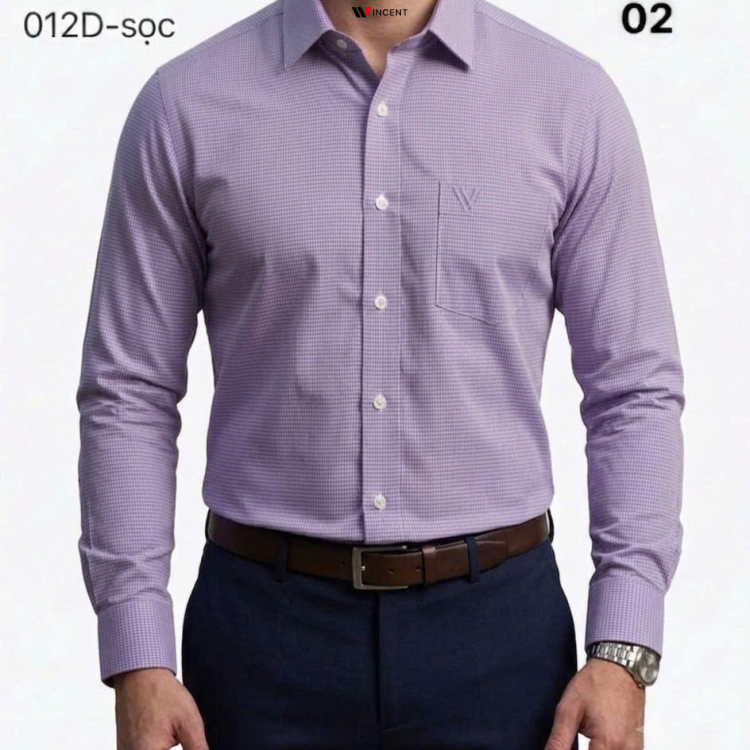 Áo Sơ Mi Tay Dài Cao Cấp Hoạ tiết Houndstooth SM 012D - Wincent Việt Nam
