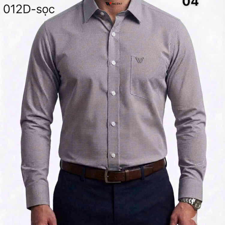 Áo Sơ Mi Tay Dài Cao Cấp Hoạ tiết Houndstooth SM 012D - Wincent Việt Nam