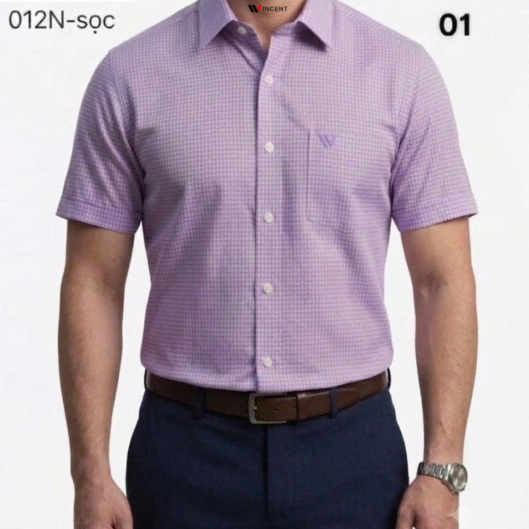 Áo Sơ Mi Tay Ngắn Cao Cấp Hoạ tiết Houndstooth SM 012N - Wincent Việt Nam