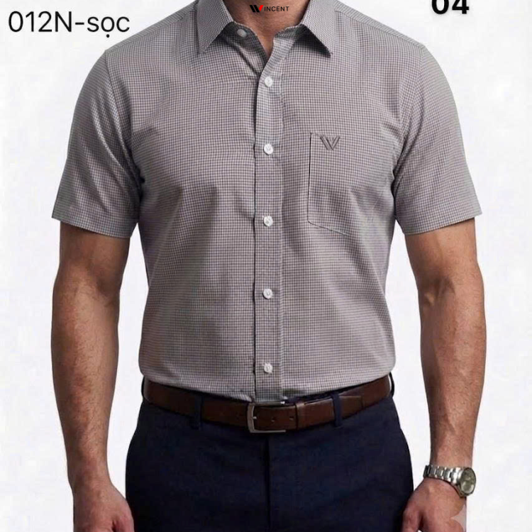 Áo Sơ Mi Tay Ngắn Cao Cấp Hoạ tiết Houndstooth SM 012N - Wincent Việt Nam