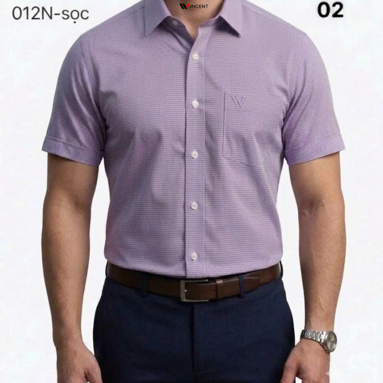 Áo Sơ Mi Tay Ngắn Cao Cấp Hoạ tiết Houndstooth SM 012N - Wincent Việt Nam