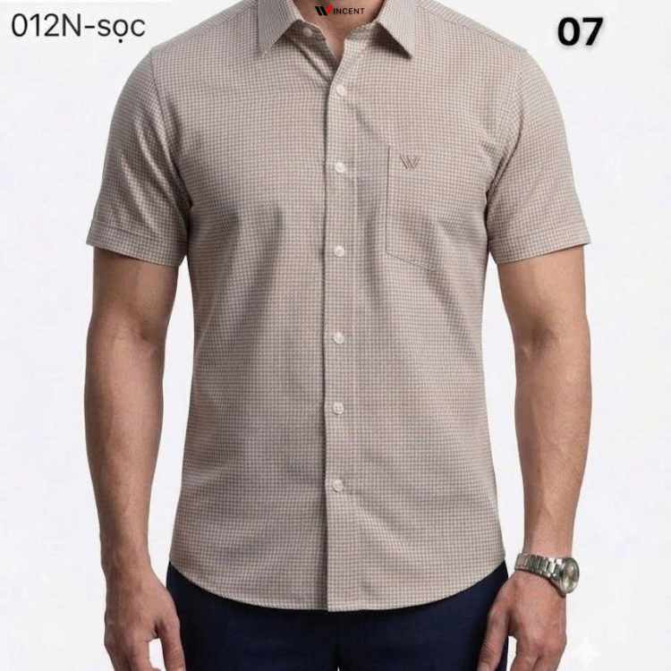 Áo Sơ Mi Tay Ngắn Cao Cấp Hoạ tiết Houndstooth SM 012N - Wincent Việt Nam