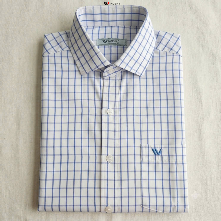 Áo Sơ Mi Nam Cao Cấp Ngắn Tay Vạt Ngang Có Xẻ Tà SM 011N Sọc - Wincent Việt Nam